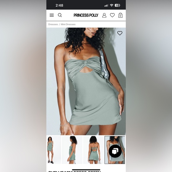 NWT Princess Polly SHELLIE MINI DRESS GREEN - Picture 2 of 4